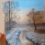 Original Sunlit Winter River Acrylic Painting Image 2