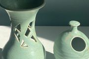 Two pieces of pottery signed Dermot  Rooney