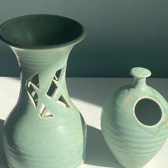 Two pieces of pottery signed Dermot  Rooney