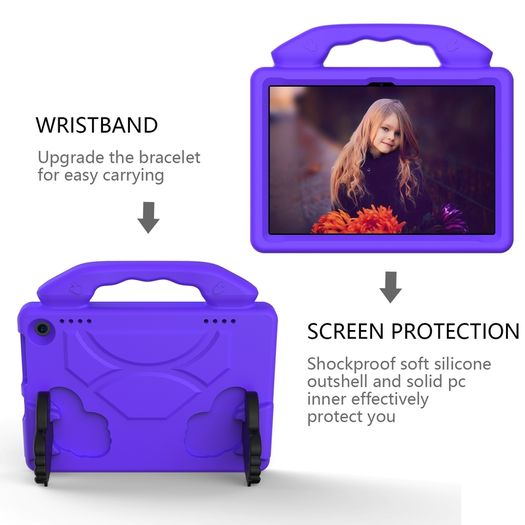 For Amazon Fire HD 8 2024 12th Gen Kids Case Shockproof Cover With Stand - Purple
