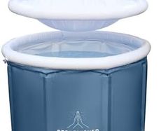 Portable Ice Bath Grey with Dome Lid,Ice Bath Tub for Cold Water Therapy, and Athletes, 370 Litre Cold Plunge Tub with Thermo Lid, Protective Cover and Thermometer