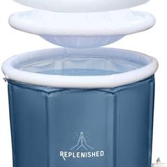 Portable Ice Bath Grey with Dome Lid,Ice Bath Tub for Cold Water Therapy, and Athletes, 370 Litre Cold Plunge Tub with Thermo Lid, Protective Cover and Thermometer