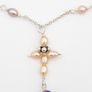 Silver Cross Necklace With Amethyst And Freshwater Pearls Image 2