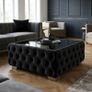 Chesterfield Coffee Table Velvet Rectangle 83x63x45cm with Glass Image 7