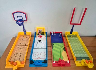 Mini Tabletop Sports Arcade Games Set (Basketball, Ice Hockey, Golf, Football)