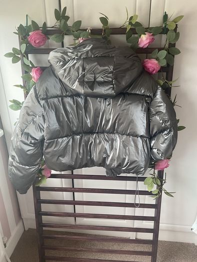 jacket Zara size small cropped metallic hooded jacket
