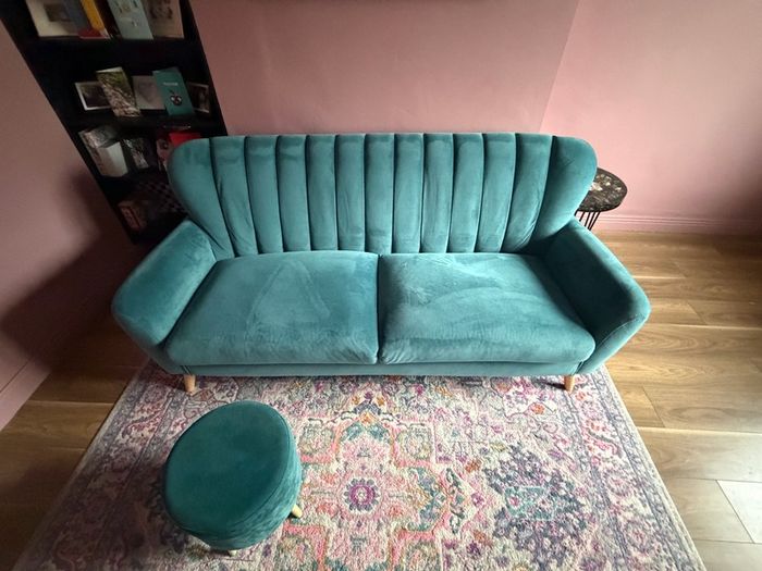 EZ Living Waldorf (formerly Harper) 3 Seater Velvet Sofa + Matching Velvet Footstool