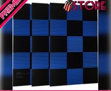 48 Pack Black blue 1" x 12" x 12" Acoustic Wedge Studio Foam Sound Absorption Wall Panels (FREE POSTAGE)