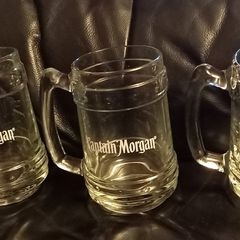Three Captain Morgan Glass Tankards