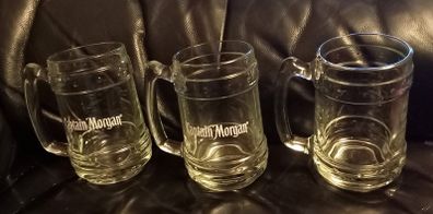 Three Captain Morgan Glass Tankards