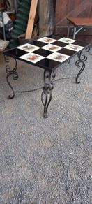 Table 1960s 70s Mid size coffee table hight sold Iron and tiles Top Heavy but Nice