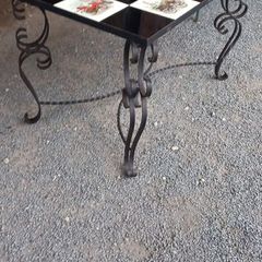 Table 1960s 70s Mid size coffee table hight sold Iron and tiles Top Heavy but Nice