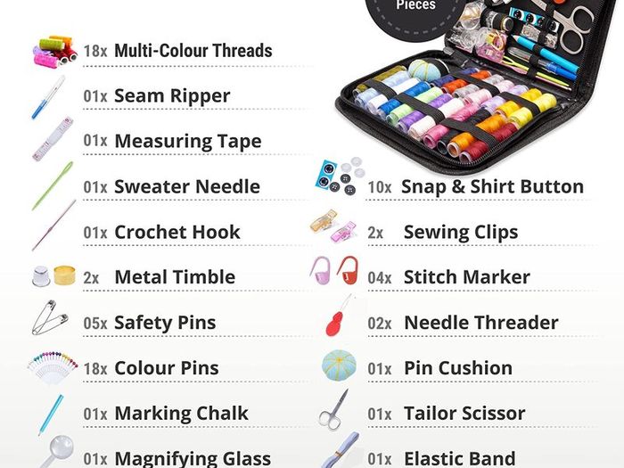 Professional Sewing Kit with a fine Quality Zipper Bag 103 Pcs Needle and Thread Kit for Beginners and Adults with 21 Different Premium Sewing Supplies for DIY, Home, Travel & Emergency Mending