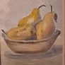 Still Life Watercolour  Pears in Bowl Image 3