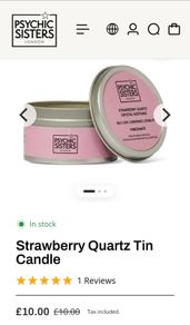 Psychic Sisters London Strawberry Quartz Tin Candle 90g