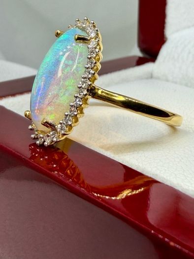 Opal Lab-Grown Diamond Halo Ring