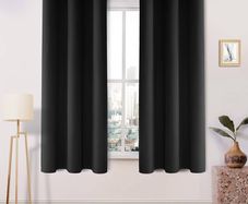 Bedroom & Living Room Eyelet Black Thermal Curtains - 46 x 54 Inch, 2 Panels