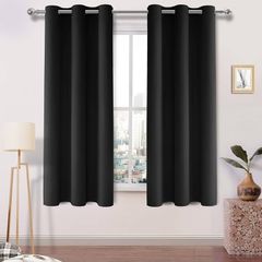 Bedroom & Living Room Eyelet Black Thermal Curtains - 46 x 54 Inch, 2 Panels