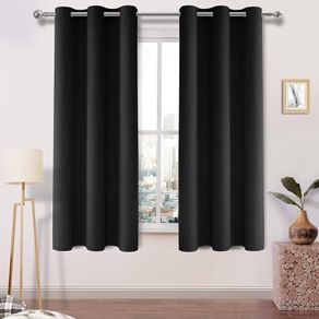 Bedroom & Living Room Eyelet Black Thermal Curtains - 46 x 54 Inch, 2 Panels