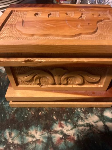 Elephant hand craved wooden box free postage