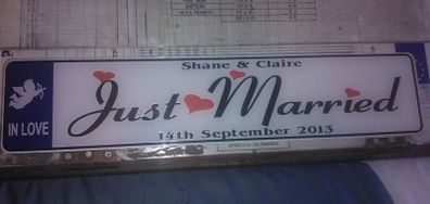 custom wedding number plates
