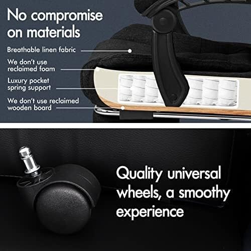 Massage Office Chair for Home Office, Desk Chair 77 cm High Back 150 degree Recliner Tilt Function Padded Swivel Fabric, Black