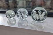 3 x cylindrical glass candle holders