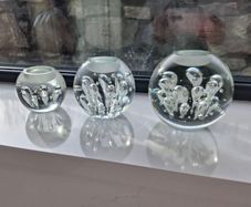 3 x cylindrical glass candle holders