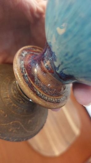 Wonderful Pair of Studio Art Pottery Goblets by Martin Branch Lyre Pottery, Cloncorban, Rossmore, Clonakilty, West Cork in a Fabulous Colourful Variegated Glaze. Pair Two