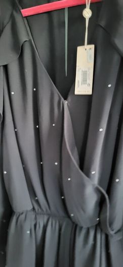 NEXT black chiffon layered playsuit with diamante detail Sz 6UK (Fit 8UK) - Bnwt Rrp 63
