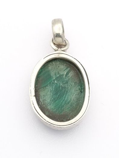 Vintage 925 Sterling Silver & Malachite Pendant