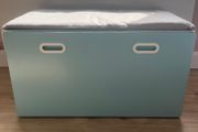 IKEA blue bench with storage