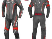 FREE SHIPPING - Shua Infinity 1PC Motorcycle Premium Leather Racing Suit (Black/Red)