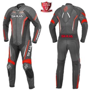 FREE SHIPPING - Shua Infinity 1PC Motorcycle Premium Leather Racing Suit (Black/Red)