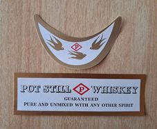 Vintage neck and footer John Power & Son whiskey bottle vintage labels No1