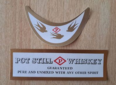 Vintage neck and footer John Power & Son whiskey bottle vintage labels No1
