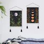 Pcs Wall Hanging Tassel Tapestry Decoration Moon Tapestries Wall Art Flower Tapestries for Bedroom Cotton Linen Inches Black (35 x 50cm) Image 3