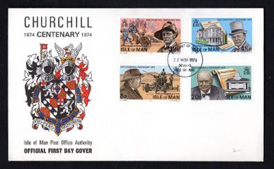 1974 Isle of Man Birth Centenary of Sir Winston Churchill Commemorative Stamps First Day Cover (FDC)