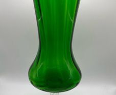 Pair of vintage Italian Empoli 10-inch emerald green vases