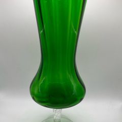 Pair of vintage Italian Empoli 10-inch emerald green vases