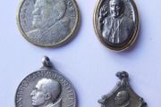 Antique Religious Pendants with POPES In Silver-Plated Metals