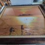 Framed Fisherman Painting Sunset Original On Paper Signed And Framed Sunset Asian Fishing Site. Image 2
