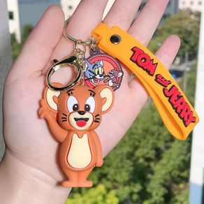 Tom and Jerry Anime Cartoon Ornament Keychain Car Key Bag Pendant Cute Cat And Mouse Action Doll Collectibles Kids Gift Toys