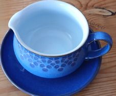 Vintage Denby Midnight  Blue Gravy or Sauce Boat and Stand Immaculate Condition