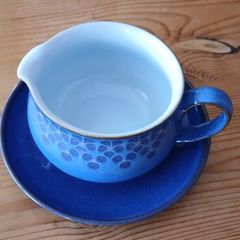 Vintage Denby Midnight  Blue Gravy or Sauce Boat and Stand Immaculate Condition