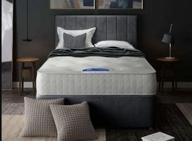 New Small Double Grey Bed & Memoryfoam Otherpedic Mattress