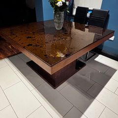 glass top dining table