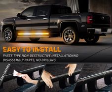 White Amber LED Side Marker Light Bars, Strobe Running Lamp Kit, Surface Mount Emergency Warning Light for Truck SUV Vehicle, 12V Exterior Automotive