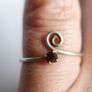 Unisex Adjustable Garnet Ring, 925 Sterling Silver Wrap Ring, Spiral Thumb Ring, Snake Toe Ring (adjustable size) 0,9g Image 5