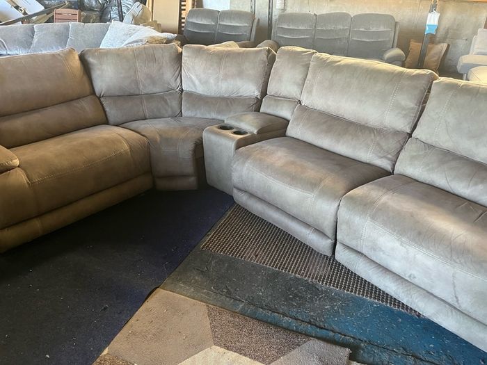 Beige corner recliner manual recliner sofa